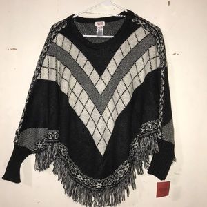White and gray poncho